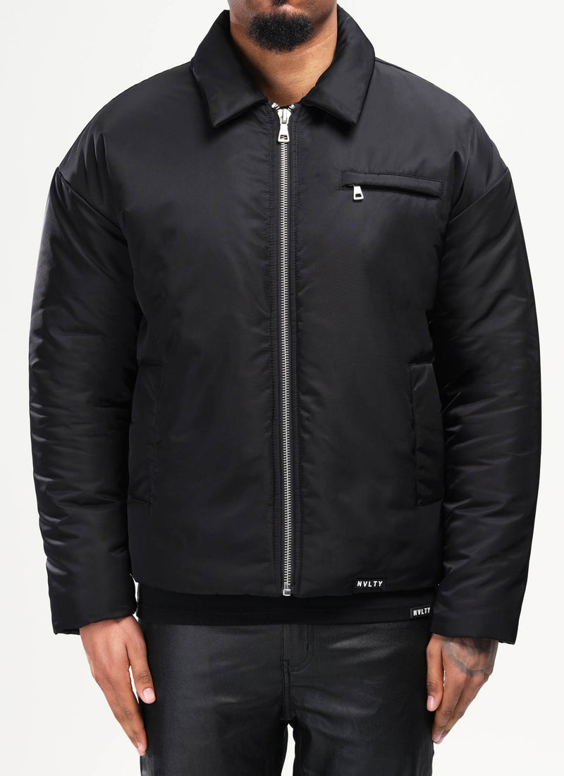 Gefütterte Nylonjacke - Schwarz