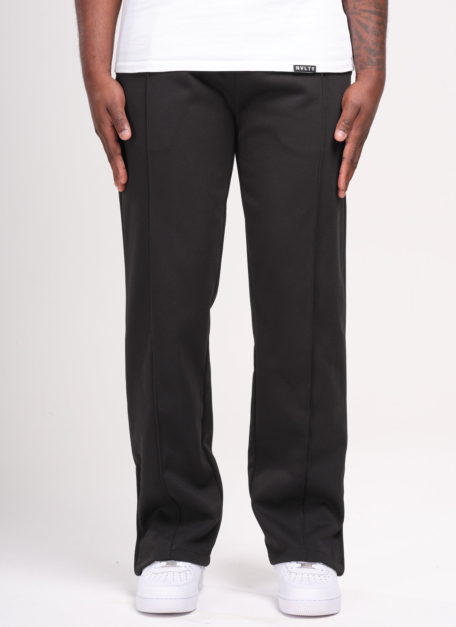 Bundfaltenhose aus Twill - Schwarz