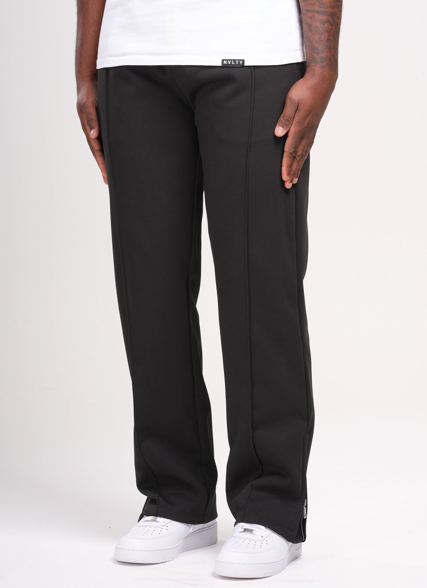 Bundfaltenhose aus Twill - Schwarz