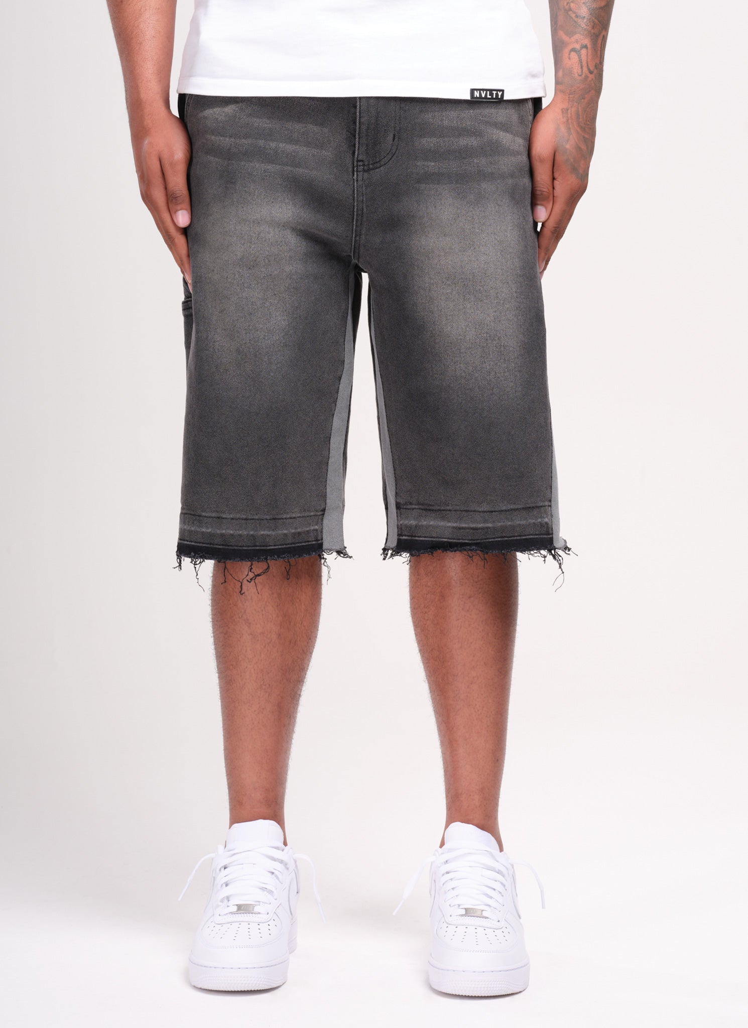 Vintage Flare Denim Shorts - Schwarz