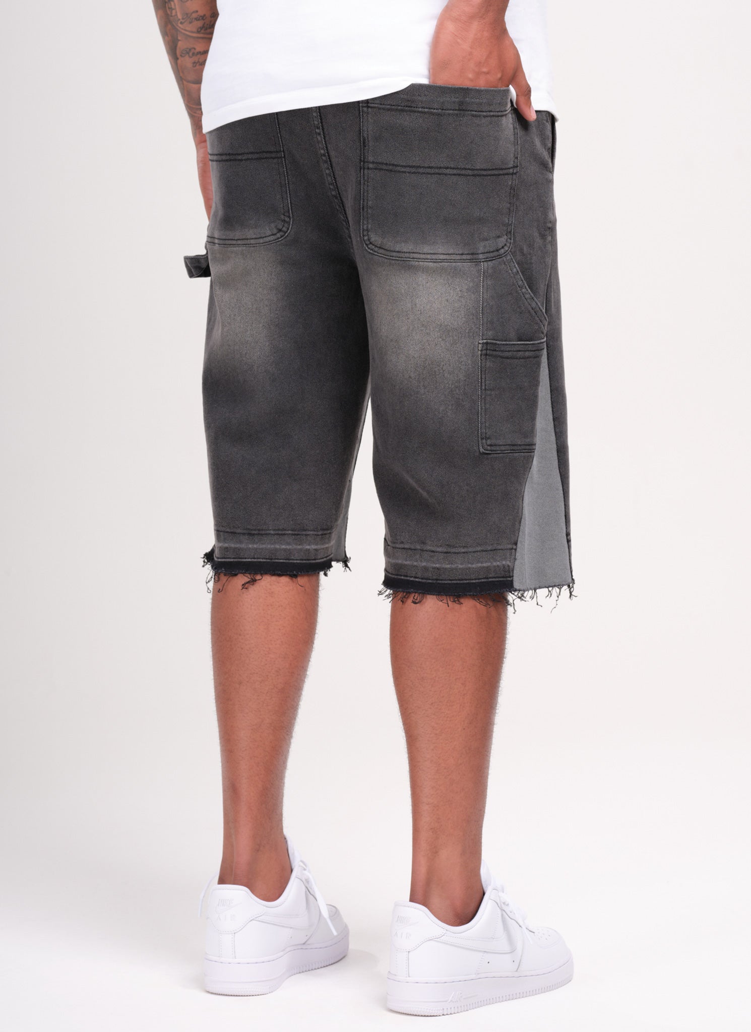 Vintage Flare Denim Shorts - Schwarz