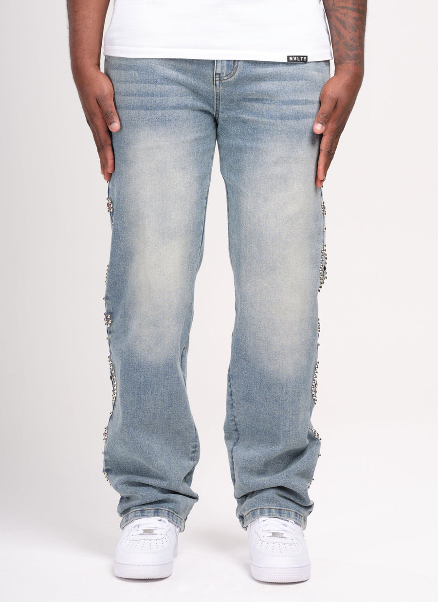 Vintage Jeans mit Nieten - Blau