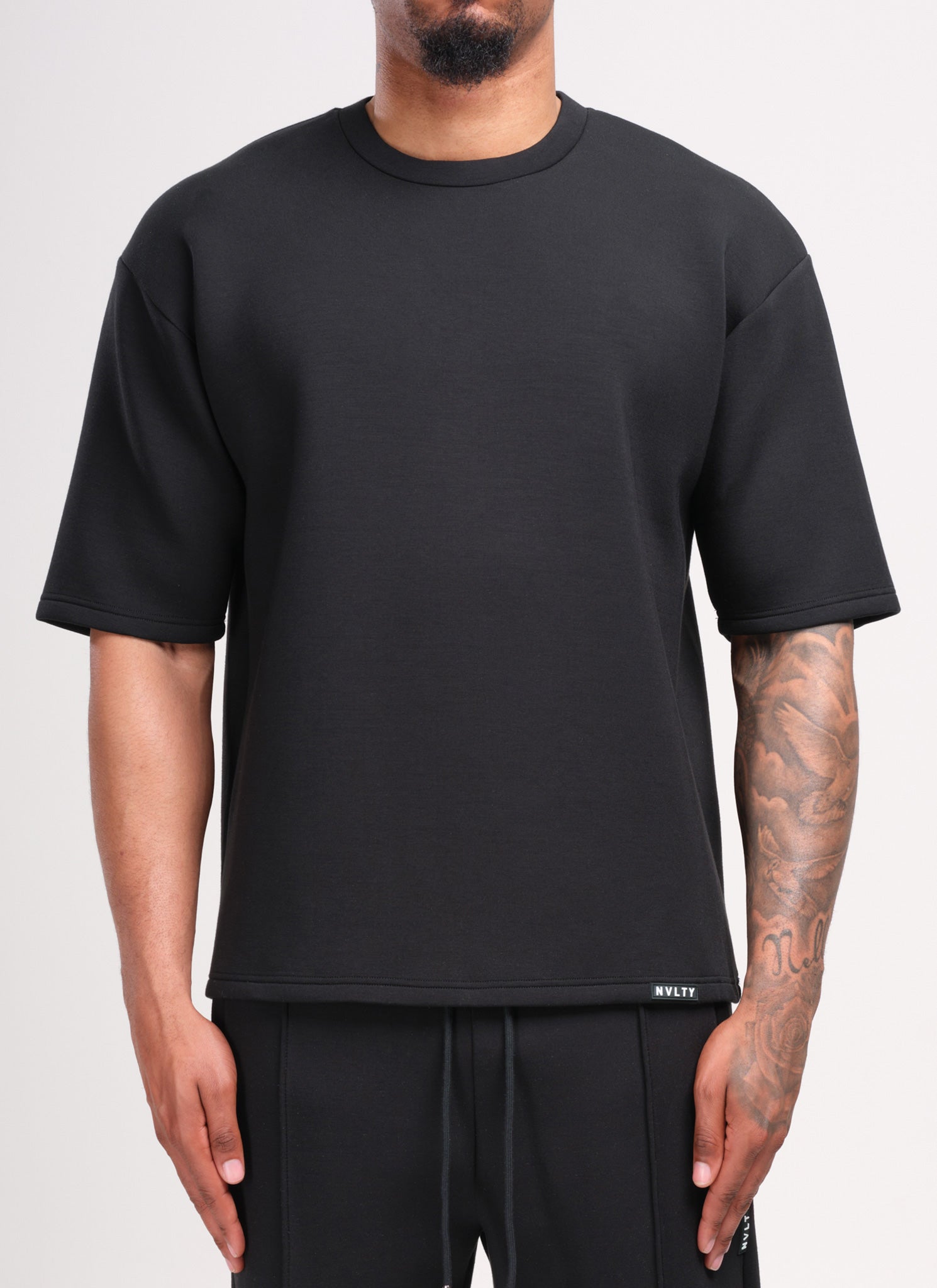Strukturiertes Scuba-T-Shirt - Schwarz