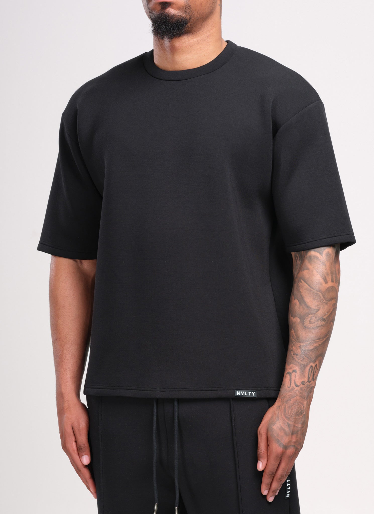 Strukturiertes Scuba-T-Shirt - Schwarz
