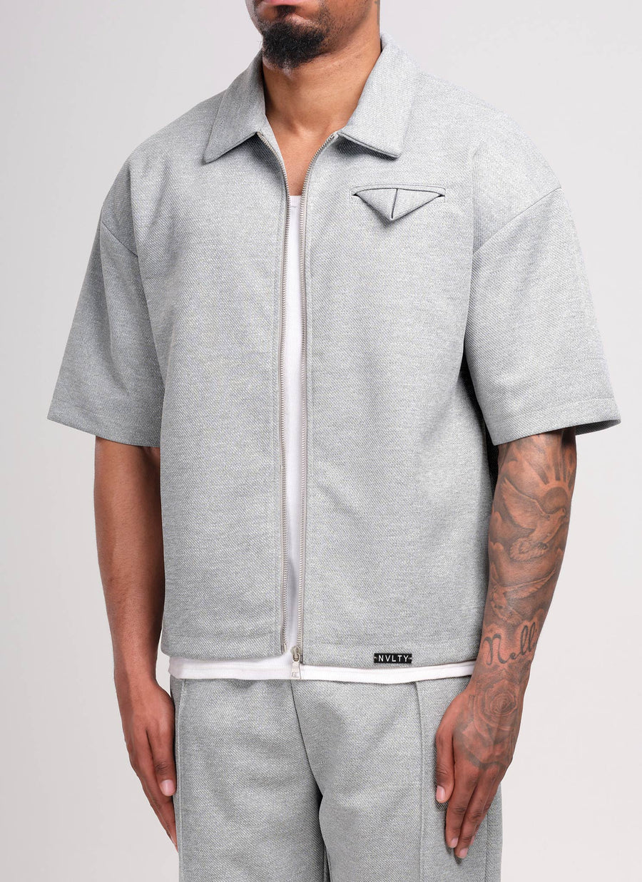Twill-Hemd mit Einstecktuch - Grau