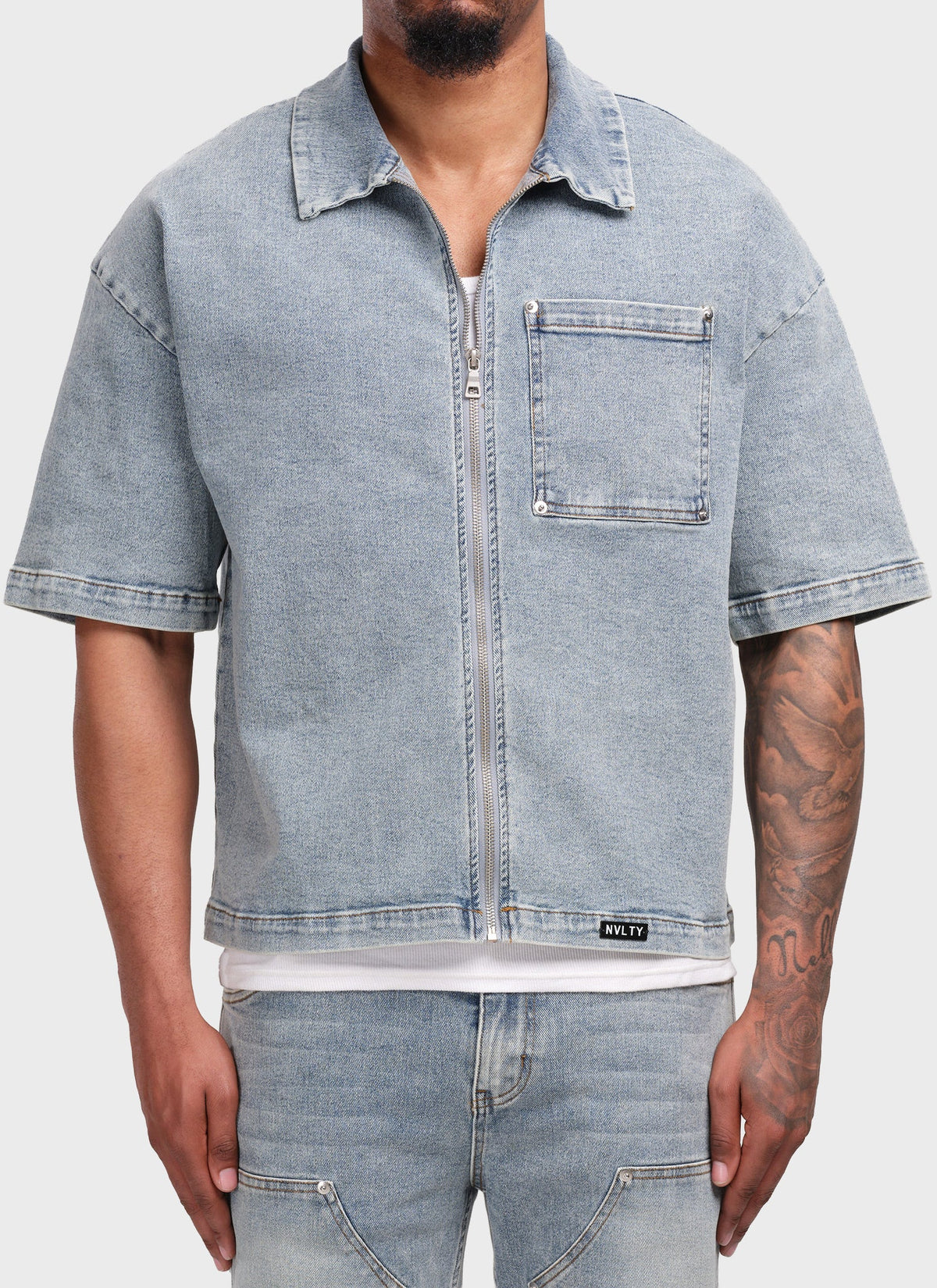 Vintage Rivet Denim Shirt - Blue