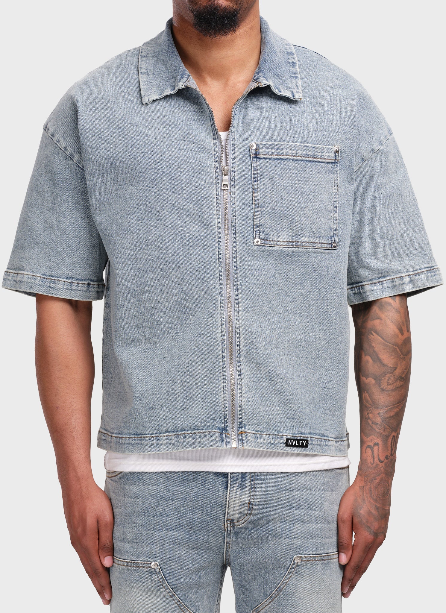 Vintage Rivet Denim Shirt - Blue