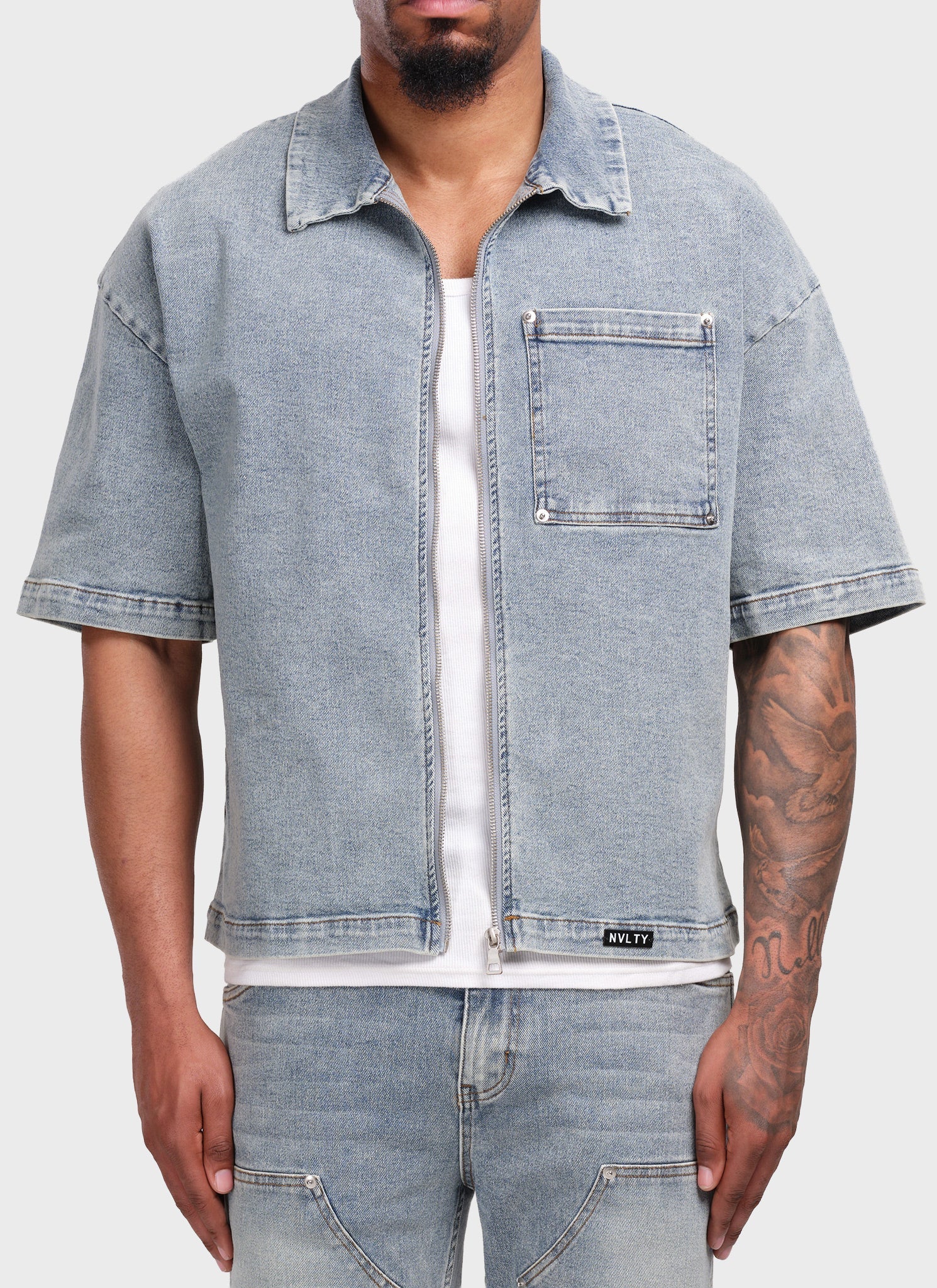 Vintage Rivet Denim Shirt - Blue
