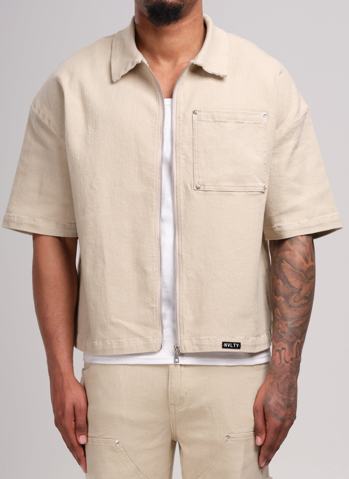 Vintage Rivet Denim Shirt - Stone