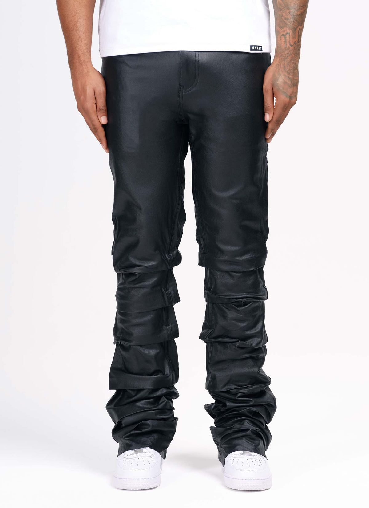 Vintage Flare Tacked Wax Jeans - Black