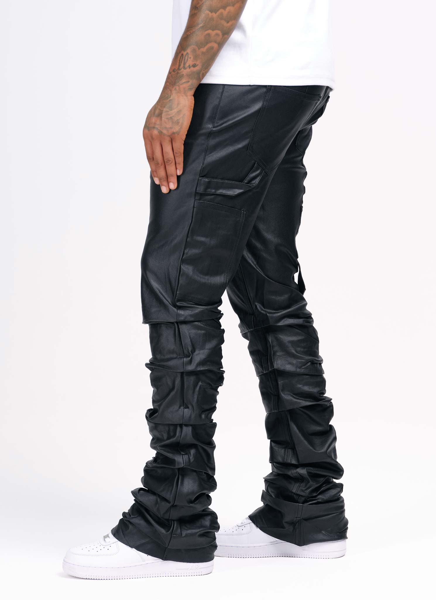 Vintage Flare Tacked Wax Jeans - Black