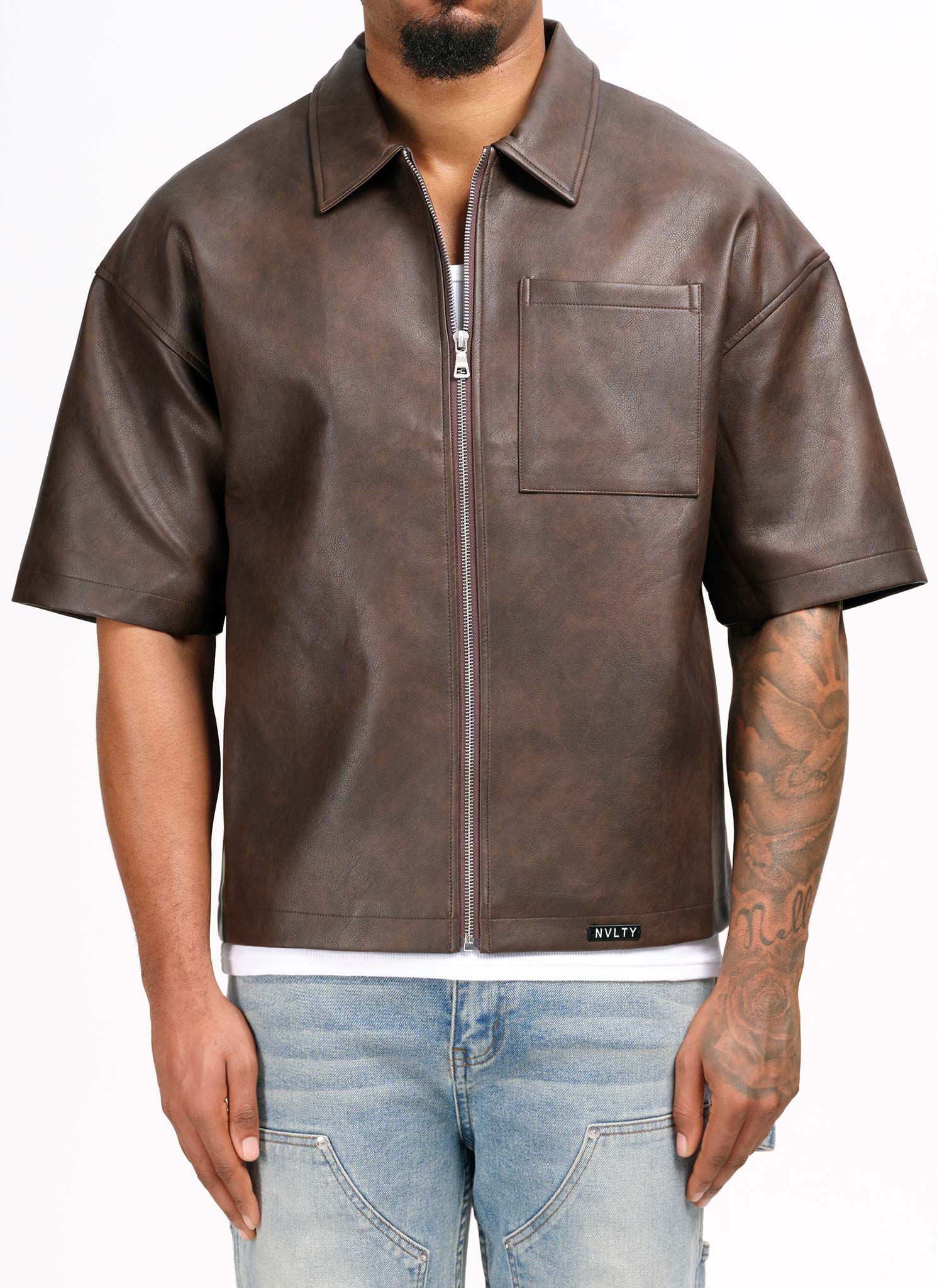 Vintage Heavyweight Leather Shirt - Brown