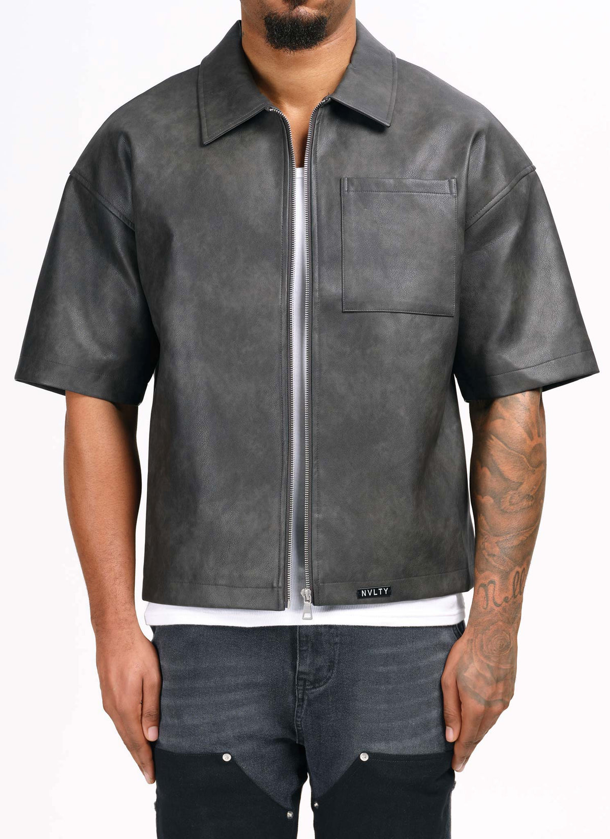 Vintage Heavyweight Leather Shirt - Black