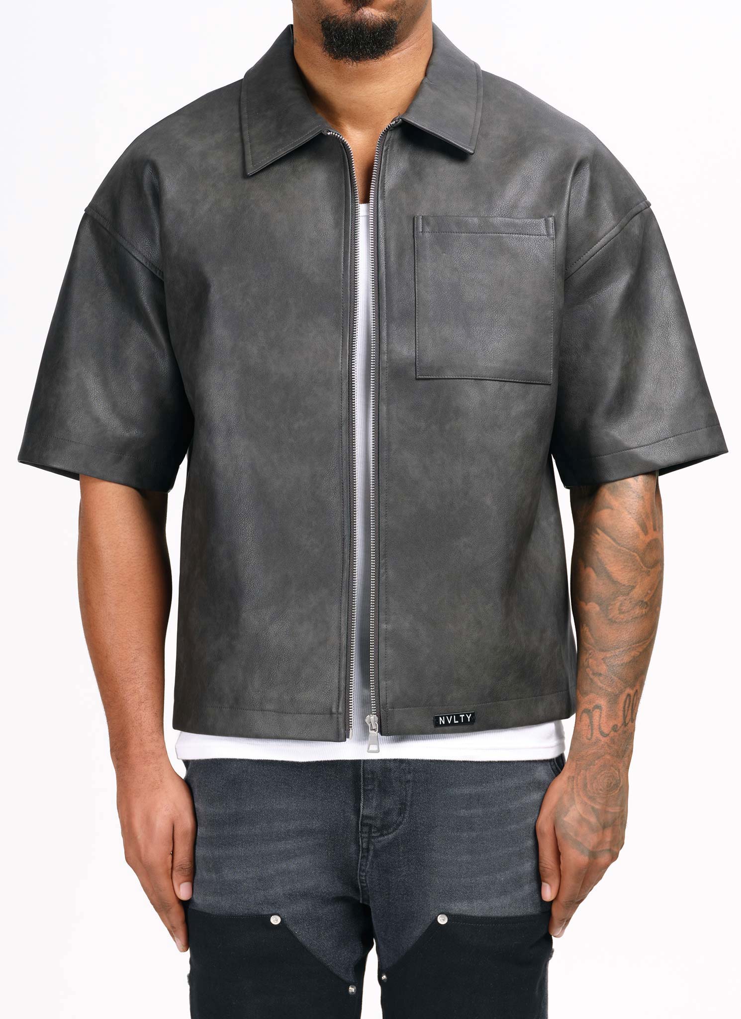 Vintage Heavyweight Leather Shirt - Black