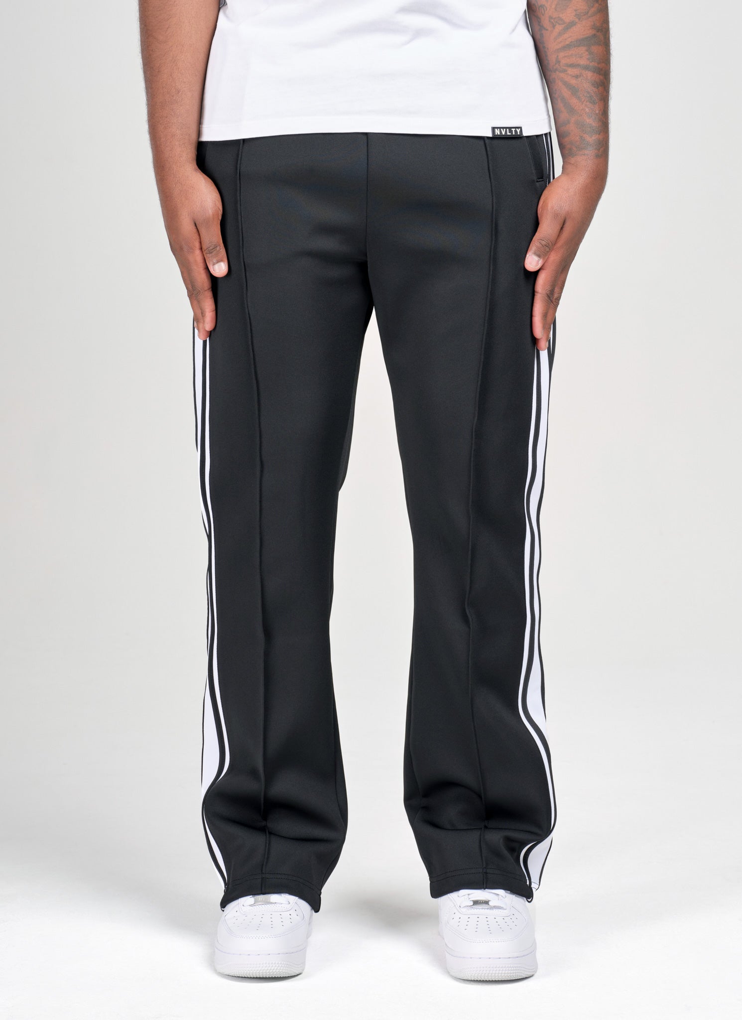 Panelled Luxe Track Pants - Black