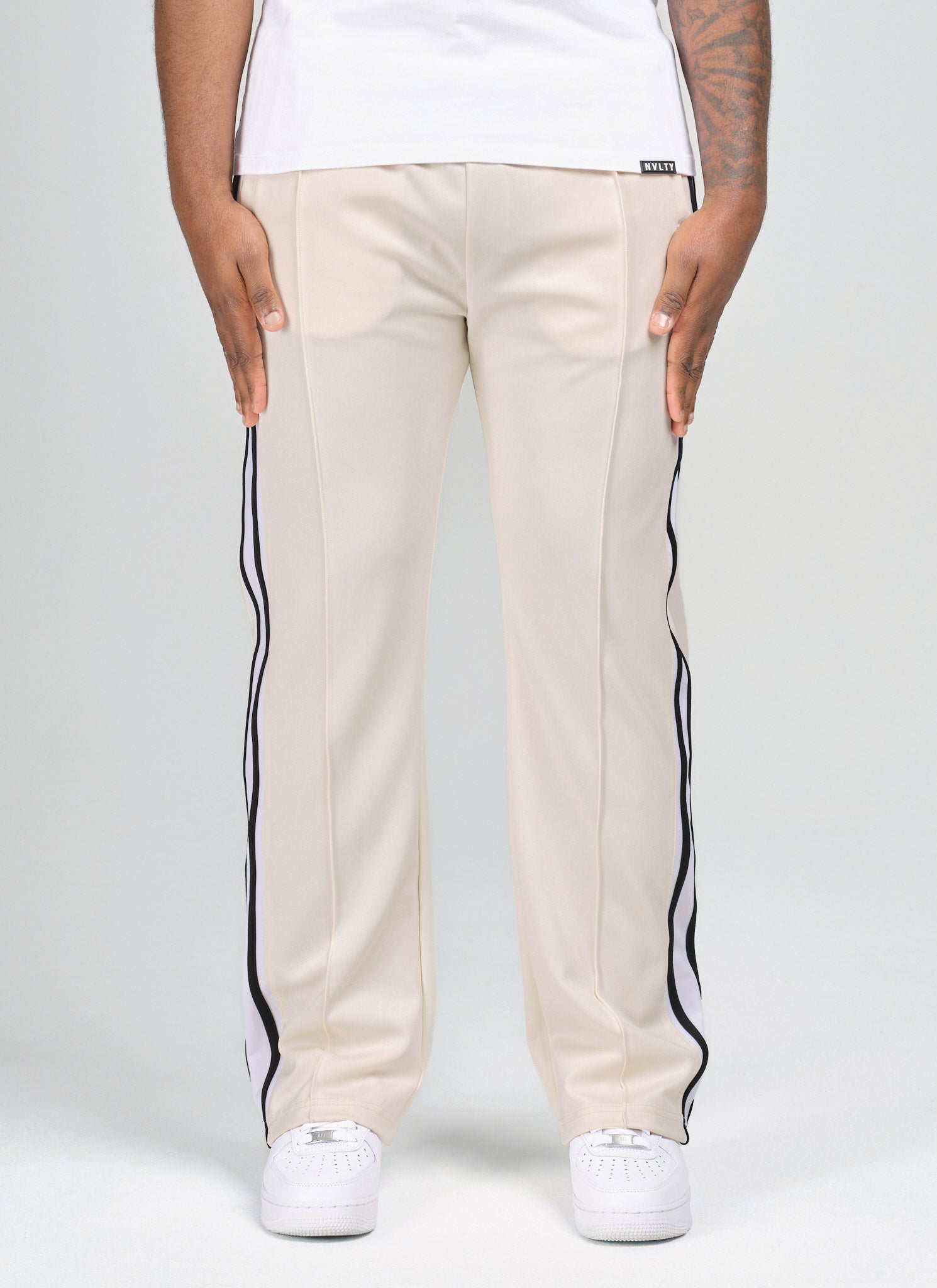 Panelled Luxe Track Pants - Ivory
