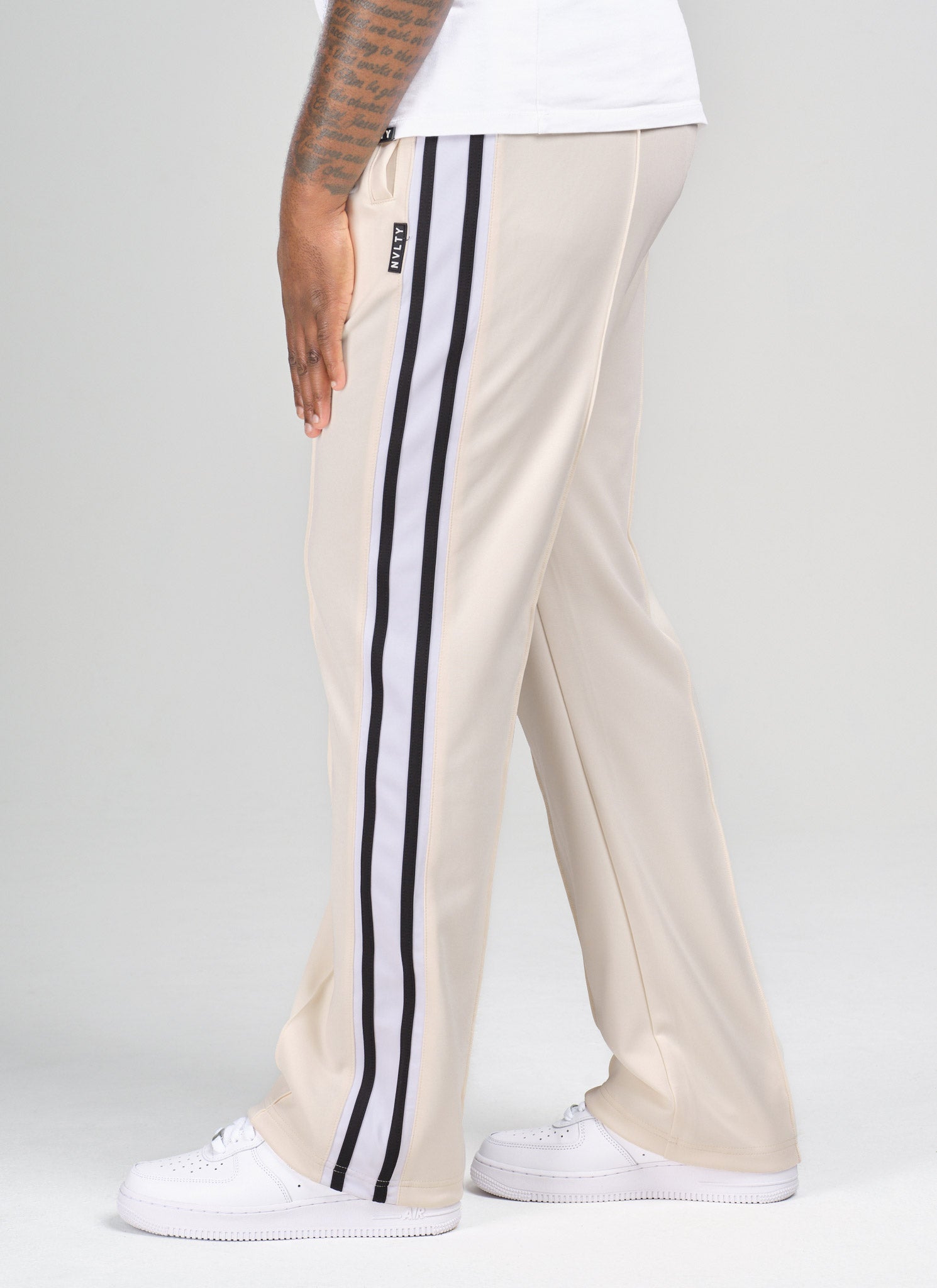 Panelled Luxe Track Pants - Ivory