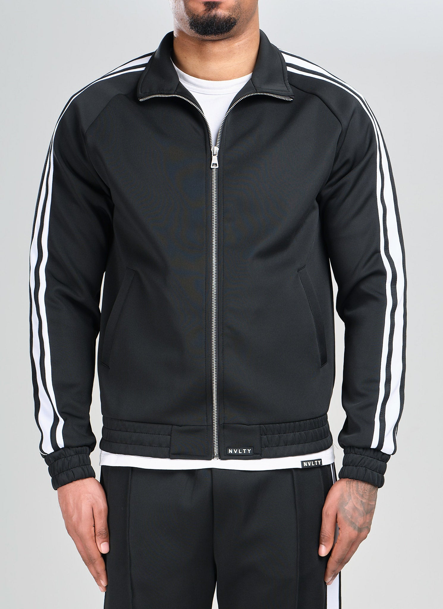 Panelled Luxe Track Jacket - Black