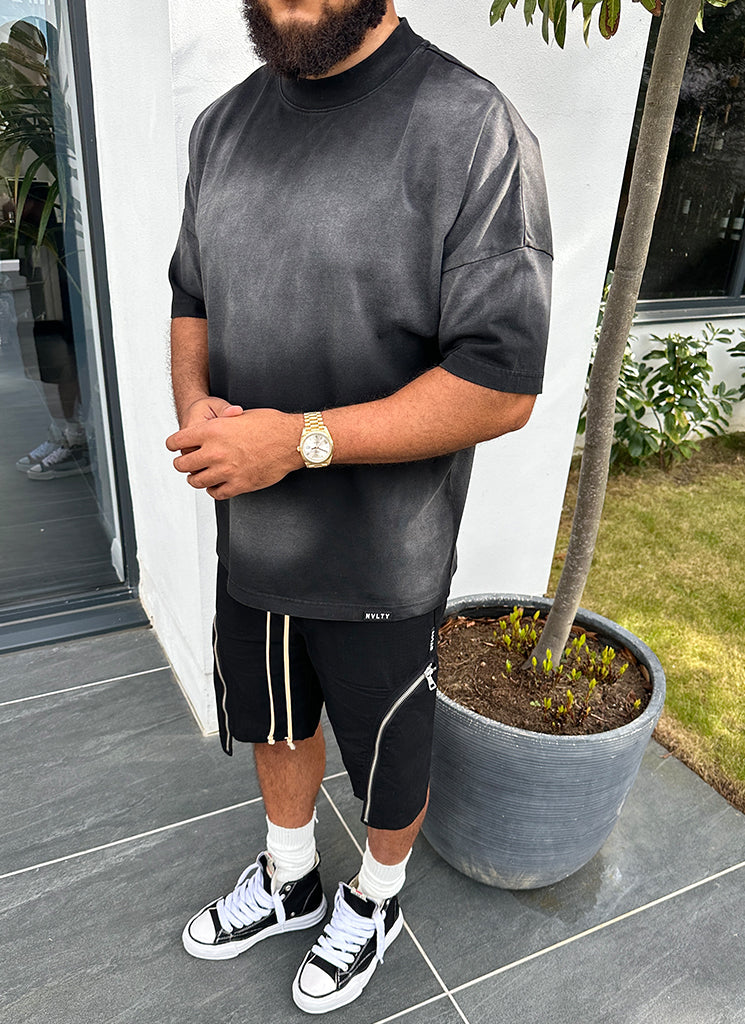 Vintage Reißverschluss Cargo Shorts - Schwarz