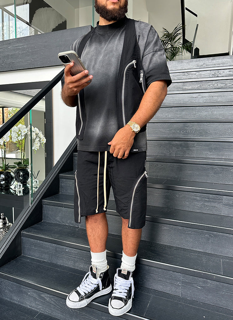 Vintage Reißverschluss Cargo Shorts - Schwarz