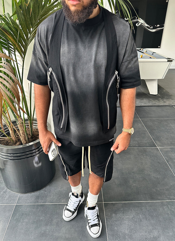 Vintage Reißverschluss Cargo Shorts - Schwarz