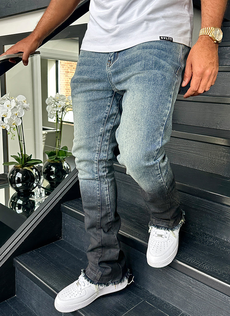 Vintage Flare Deep Fade Jeans - Blau