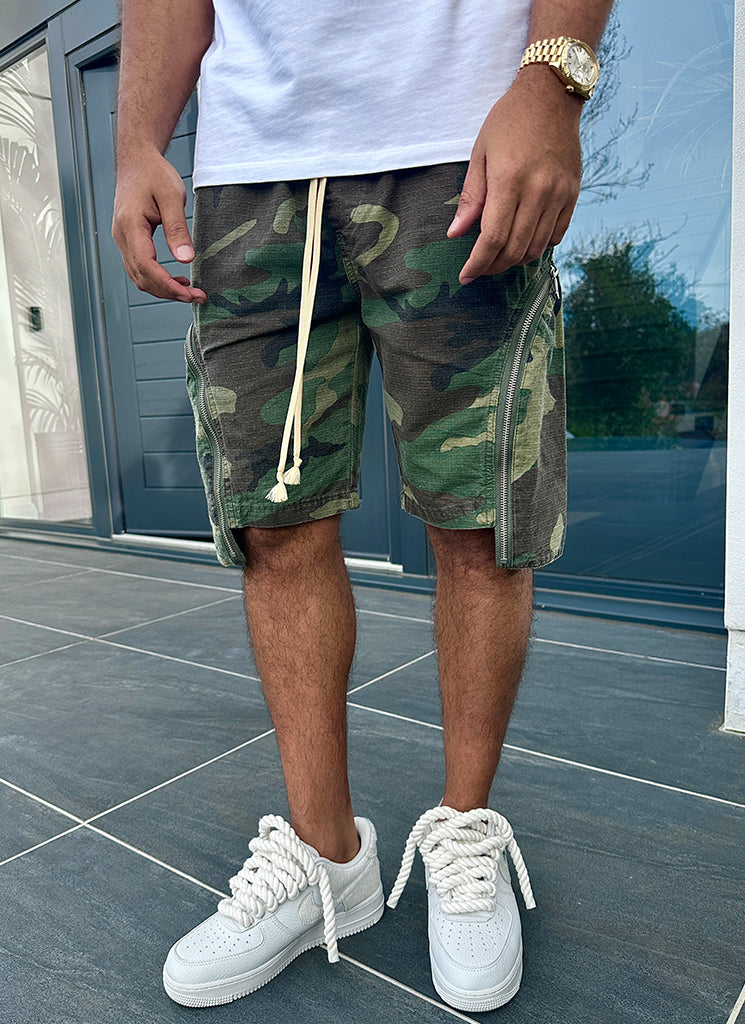Vintage Cargo-Shorts mit Reißverschluss – Camouflage
