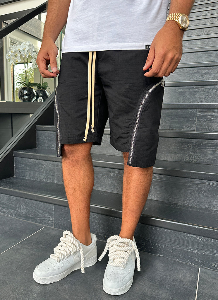Vintage Reißverschluss Cargo Shorts - Schwarz