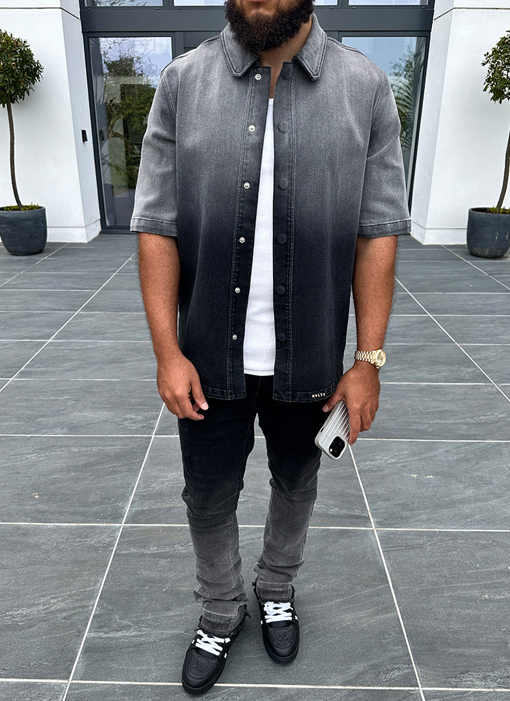 Vintage Deep Fade Denim Hemd - Schwarz