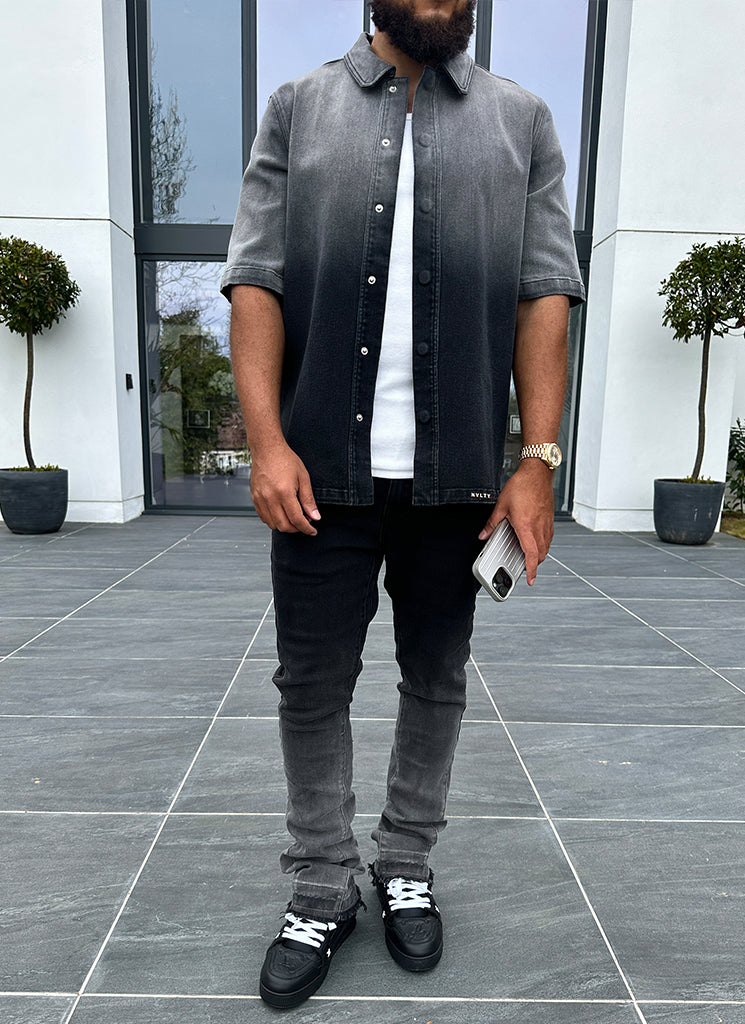 Vintage Deep Fade Denim Hemd - Schwarz