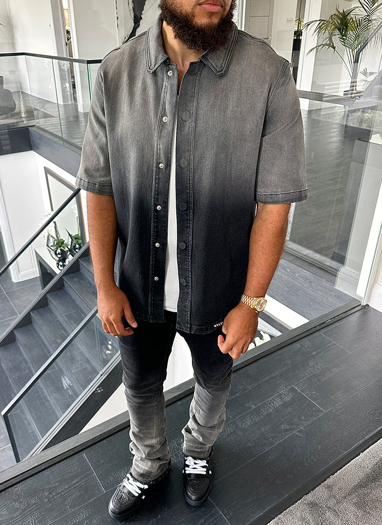 Vintage Deep Fade Denim Hemd - Schwarz