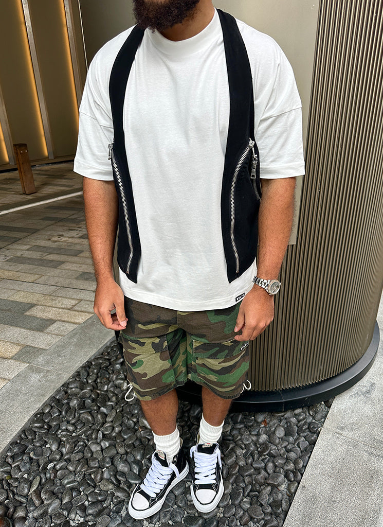 Vintage Cargo-Shorts mit Spitze – Camouflage