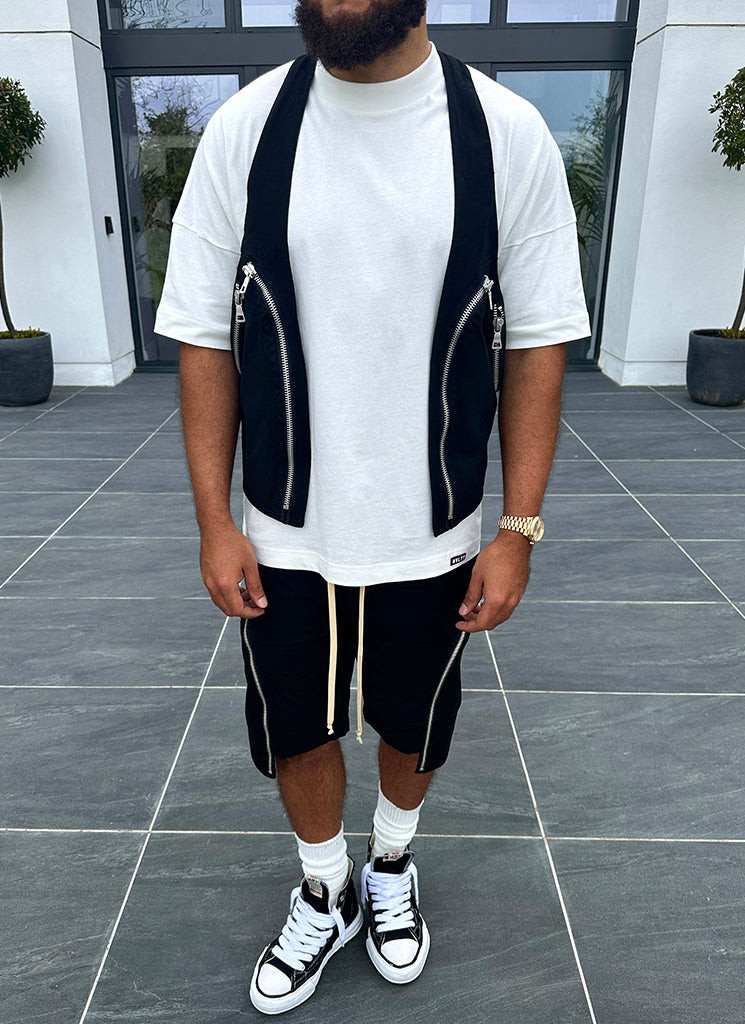 Vintage Reißverschluss Cargo Shorts - Schwarz