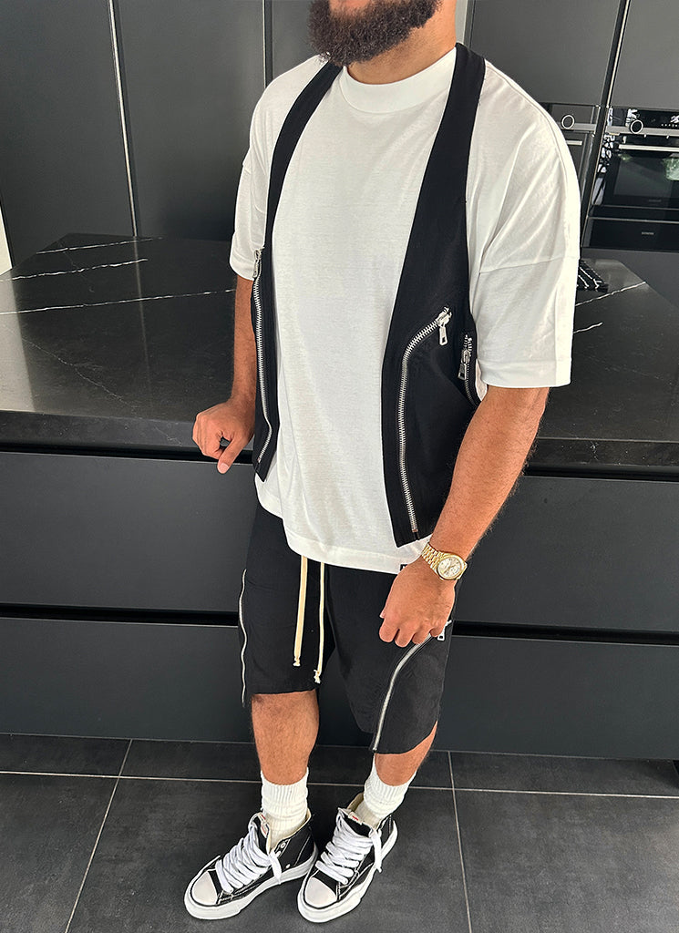 Vintage Reißverschluss Cargo Shorts - Schwarz