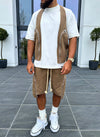 Vintage Zipper Cargo Shorts - Mocha