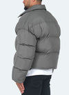 Vintage Zipper Collar Puffer Jacket - Grey