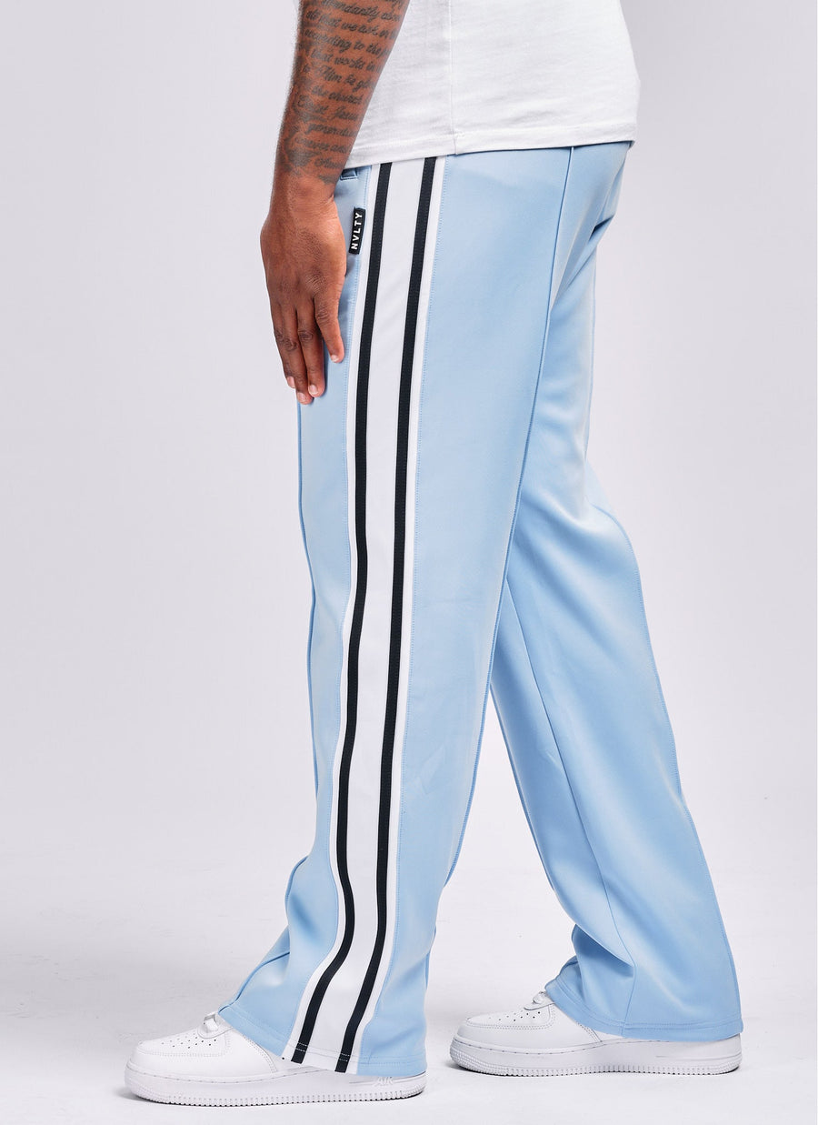 Panelled Luxe Track Pants - Baby Blue