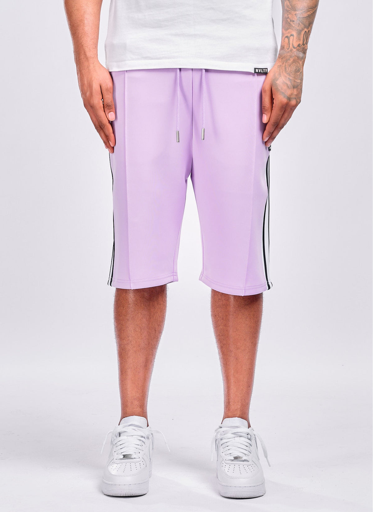 Panelled Luxe Track Shorts - Purple