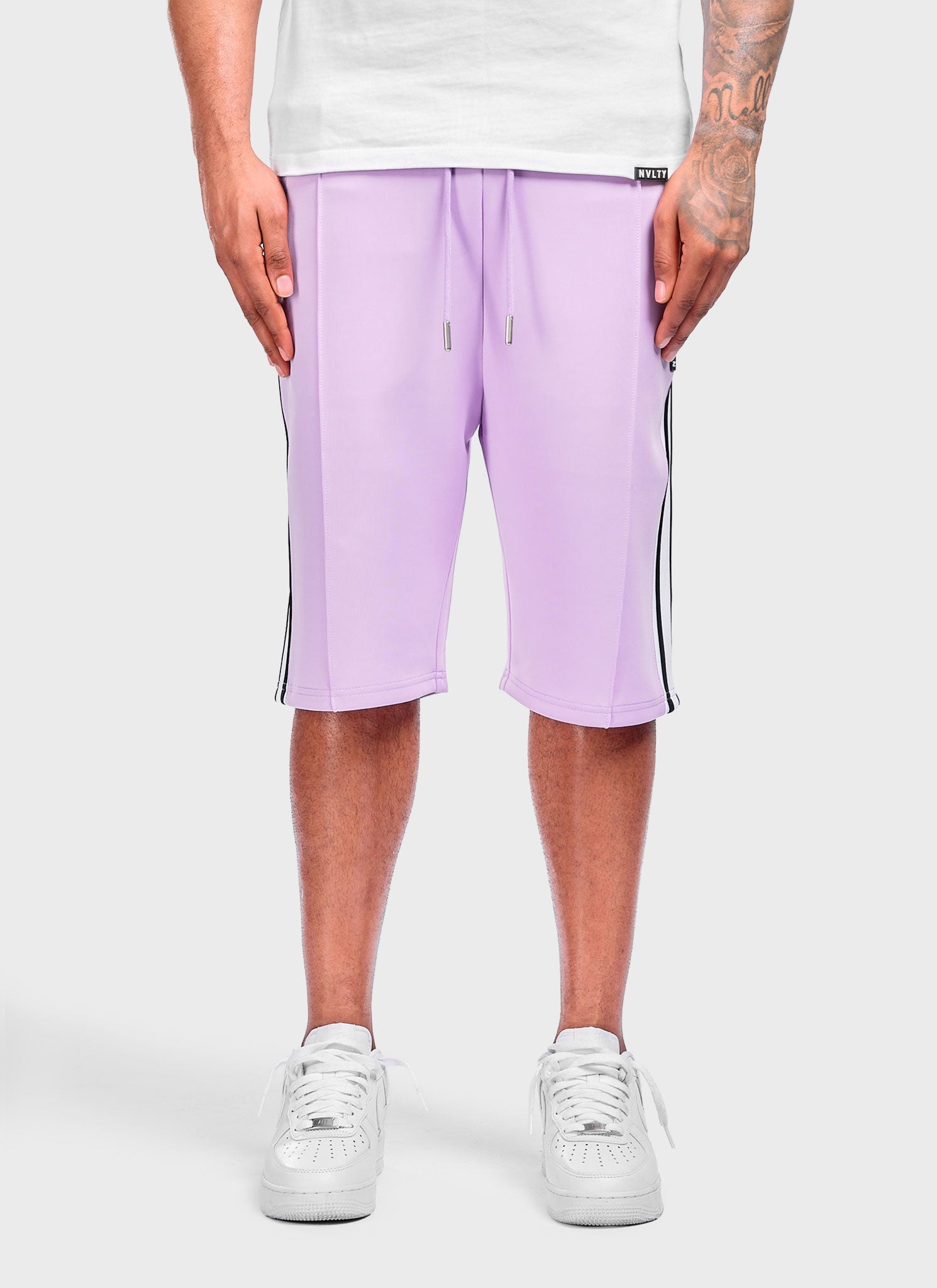 Panelled Luxe Track Shorts - Purple
