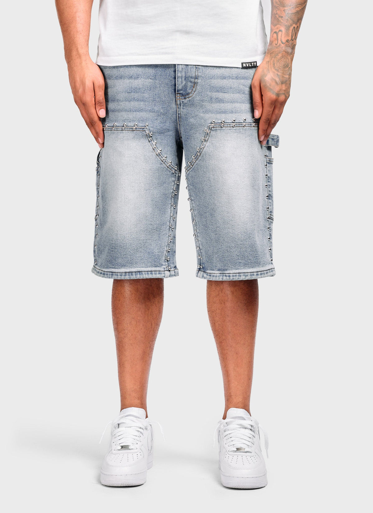 Vintage Double Studded Carpenter Denim Shorts - Blue
