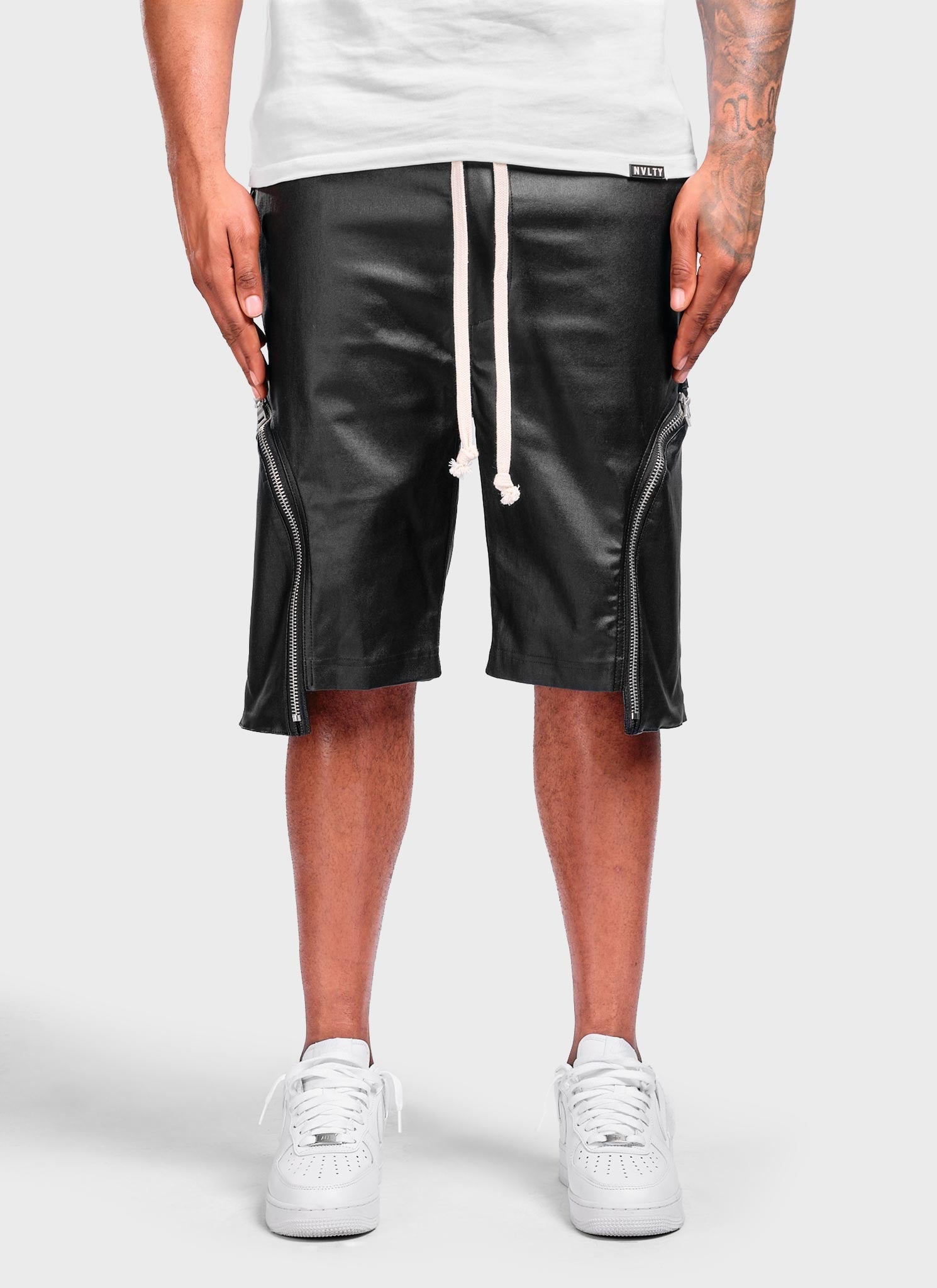 Vintage Wax Zipper Cargo Shorts - Black