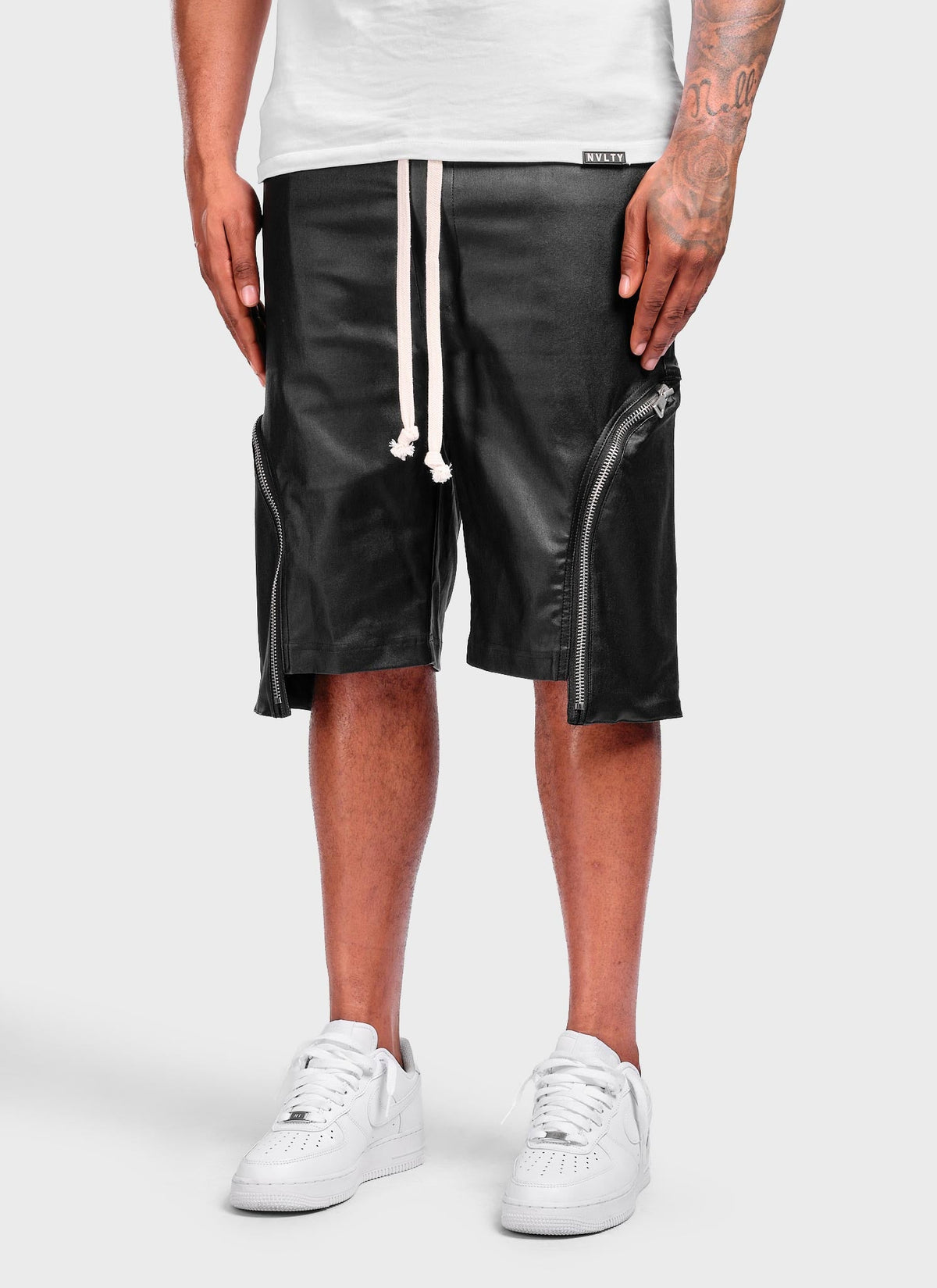 Vintage Wax Zipper Cargo Shorts - Black
