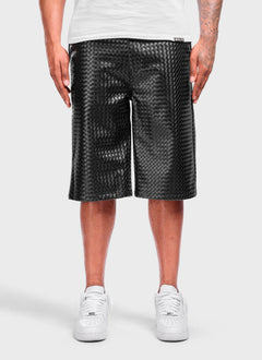 Leather Interlock Shorts - Black