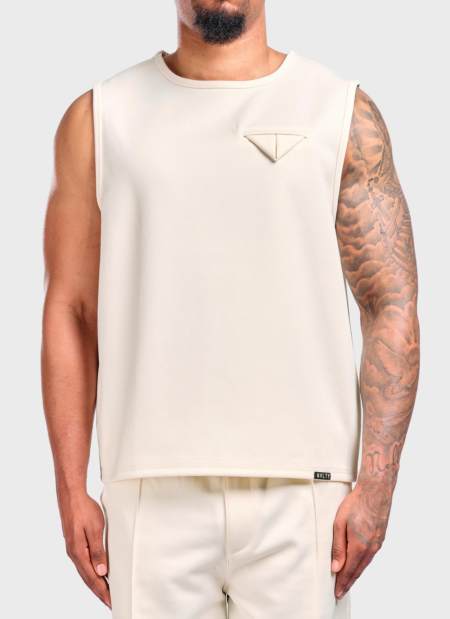 Twill Pocket Square Sleeveless - Ivory