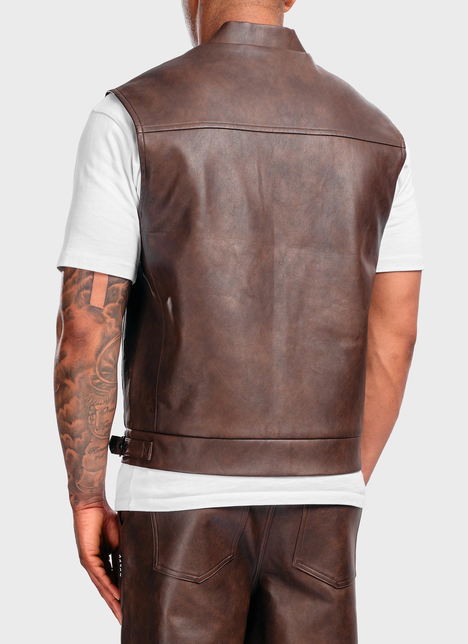 Vintage Leather Vest - Brown