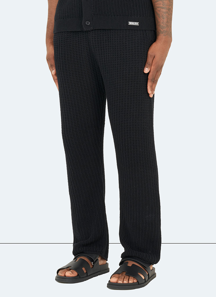 Crochet Knit Trousers - Black