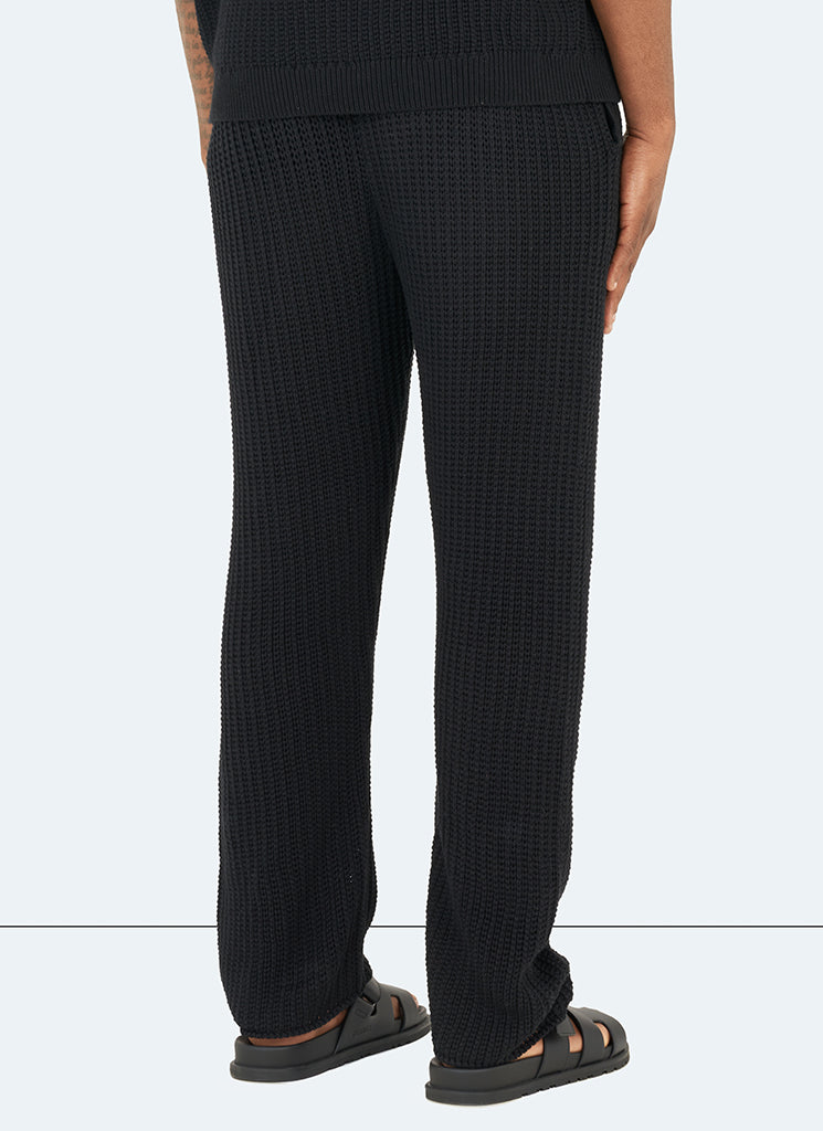 Crochet Knit Trousers - Black