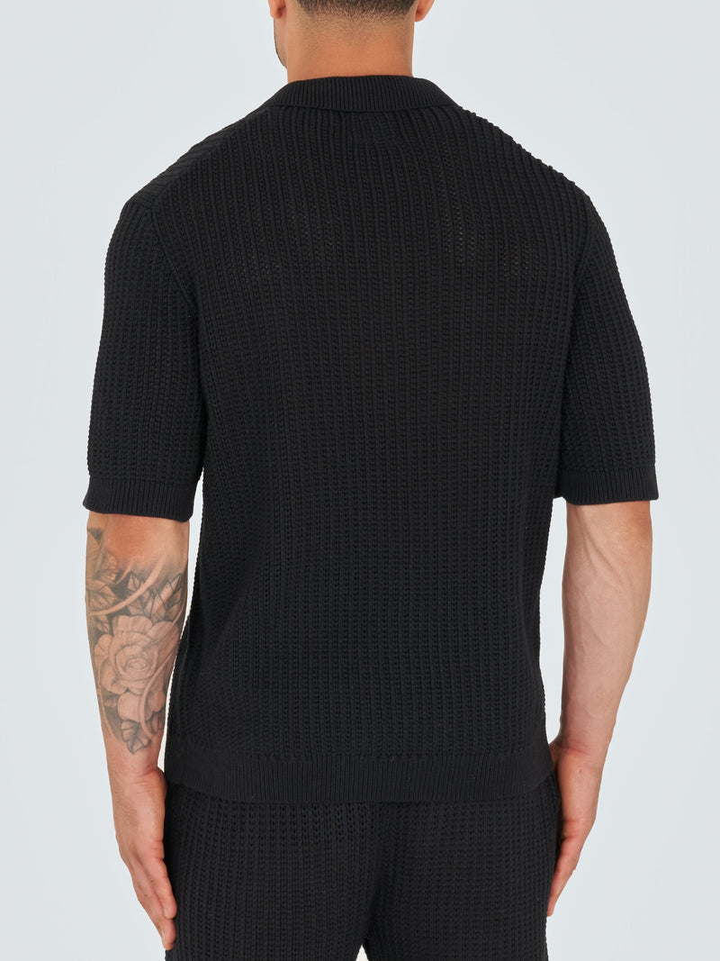 Crochet Knit Shirt - Black