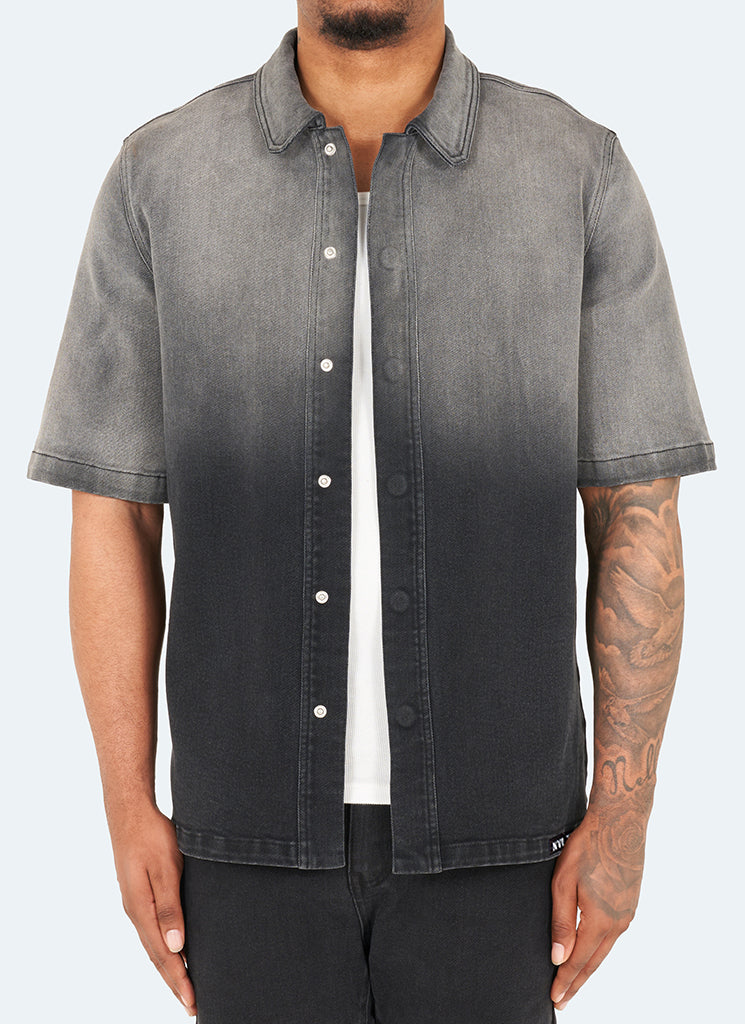 Vintage Deep Fade Denim Hemd - Schwarz