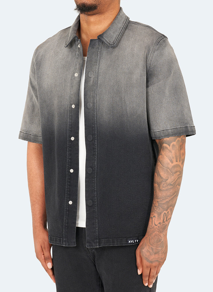Vintage Deep Fade Denim Hemd - Schwarz